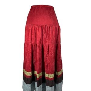 Boden Silk Maxi Skirt Women's 10 Regular Silk Lining Elastic Waist Crinkle